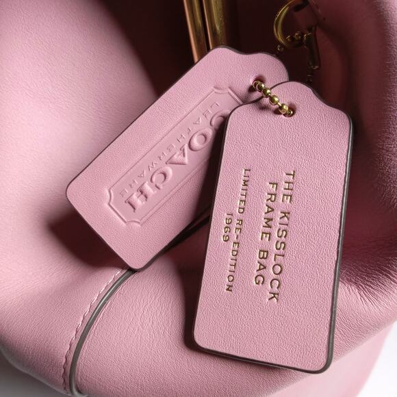 COACH Pink Large Kisslock Frame Bag CBR51 Rose Glovetanned Leather NWT - Picture 5 of 5